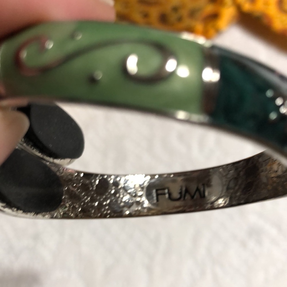 ** 3/$21 ** FUMI Multi Purpose Bangle Green & Silver - Picture 3 of 4